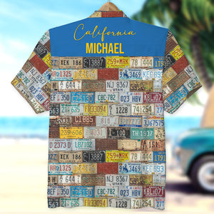 Gift For Driver, Personalized Hawaiian Shirt, License Plate Custom Name Hawaiian Shirt, Summer Gift - Hawaiian Shirts - GoDuckee