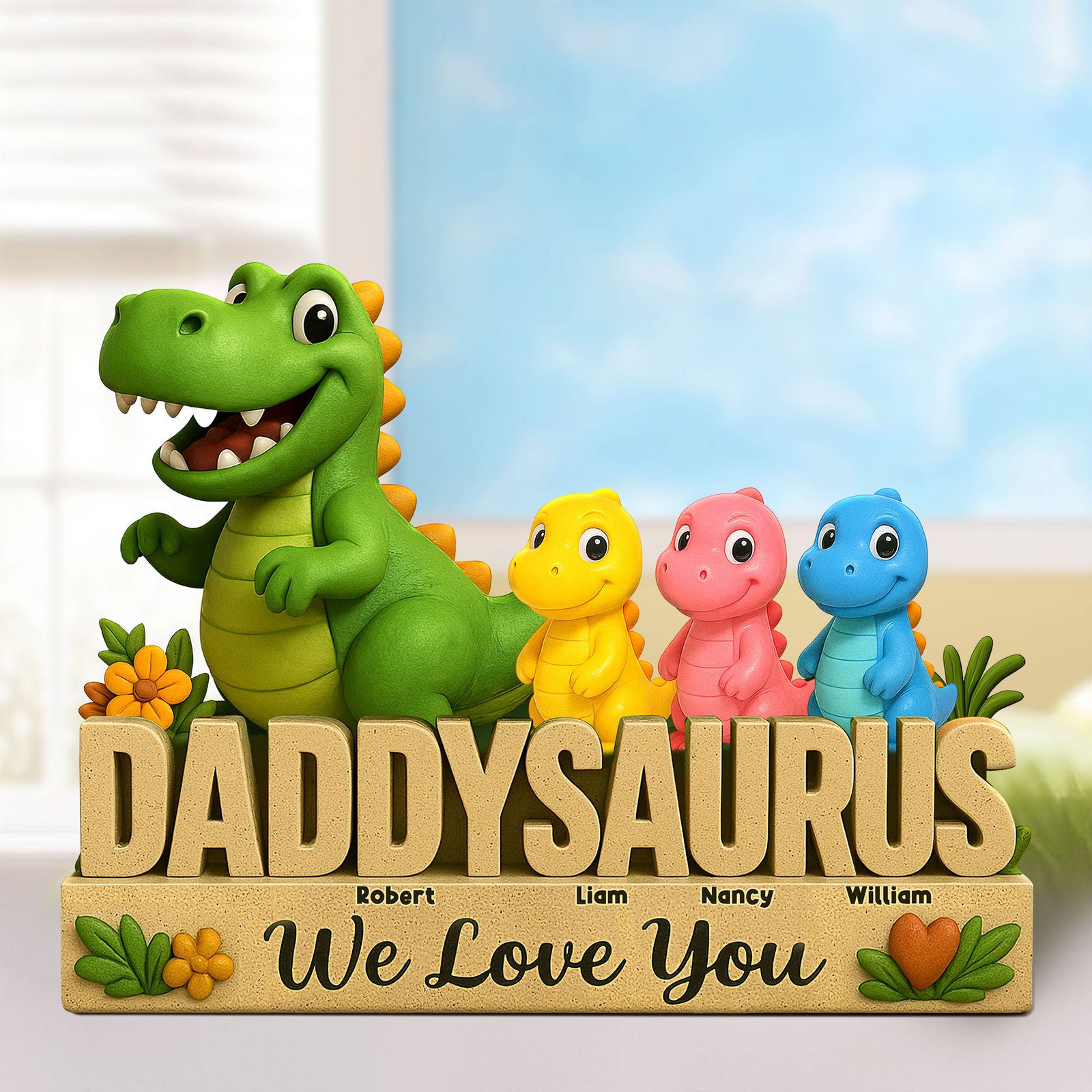Dinosaur Dad Plaque - Personalized Gifts For Dad 01nati160425 - Shaped Plaques - GoDuckee