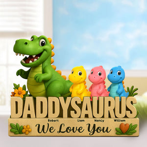 Dinosaur Dad Plaque - Personalized Gifts For Dad 01nati160425 - Shaped Plaques - GoDuckee