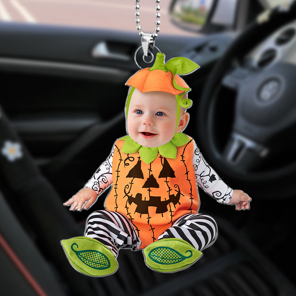 Funny Halloween Custom Face For Kids 04HUTI260824 Personalized Acrylic Photo Car Hanging Ornament - Ornament - GoDuckee