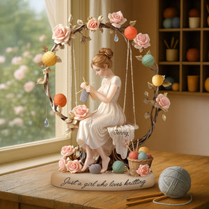 Dreamy Kniting Girl Plaque - Personalized Gifts For Knitting Lovers 02qhti070725 - Shaped Plaques - GoDuckee