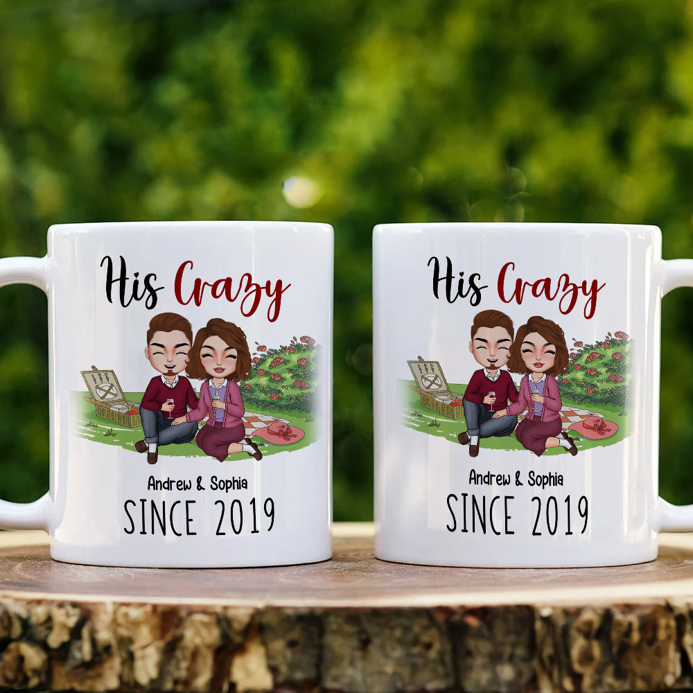 His Crazy - Her Weirdo , Personalized White Mug, Couple Anniversary, Gift For Couple - Coffee Mug - GoDuckee