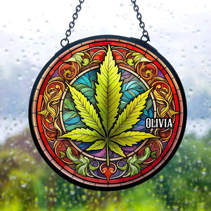 Personalized Gifts For Weed Lovers Stained Glass 02toti040924 - Ornament - GoDuckee