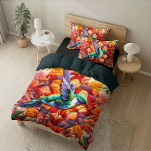 Gifts For Hummingbird Lover Quilt Bed Set 05huti180125 - Blanket - GoDuckee