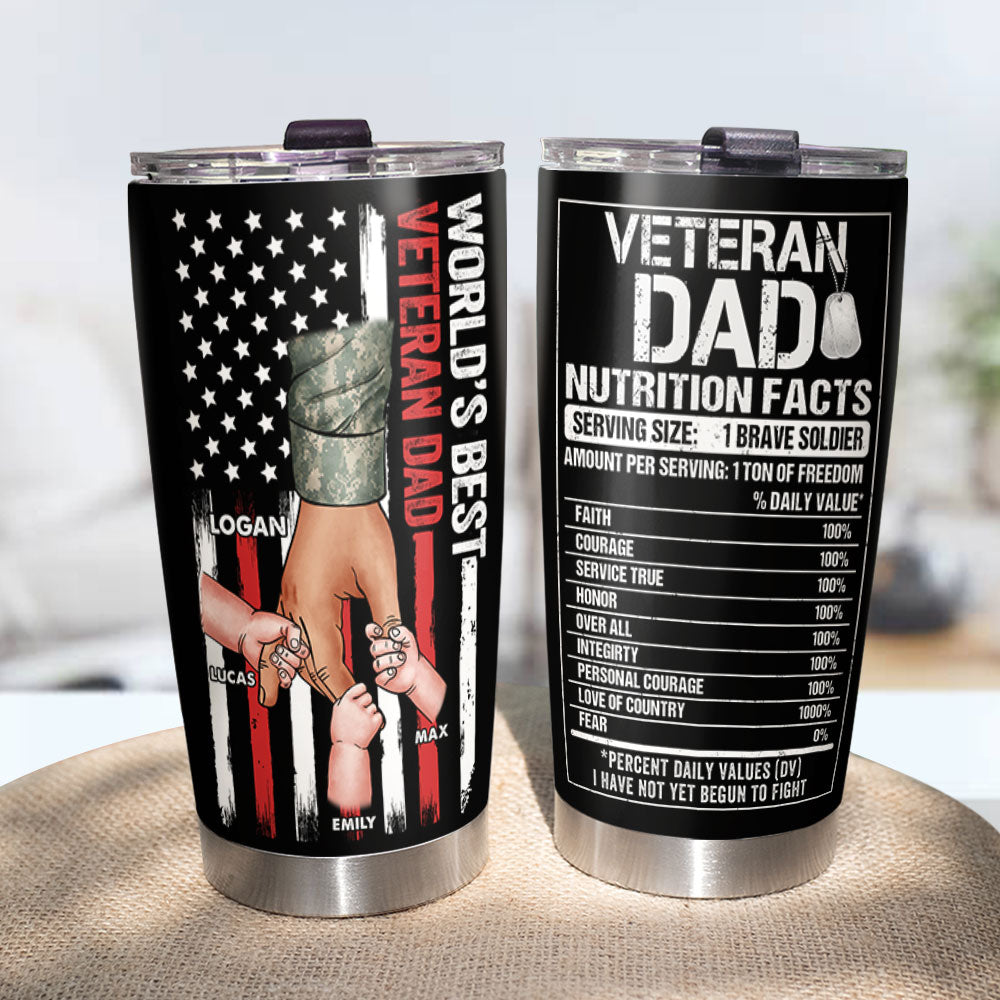 World's Best Veteran Dad, Personalized Tumbler, Gift For Veteran Dad, 05huti080523hh - Tumbler Cup - GoDuckee