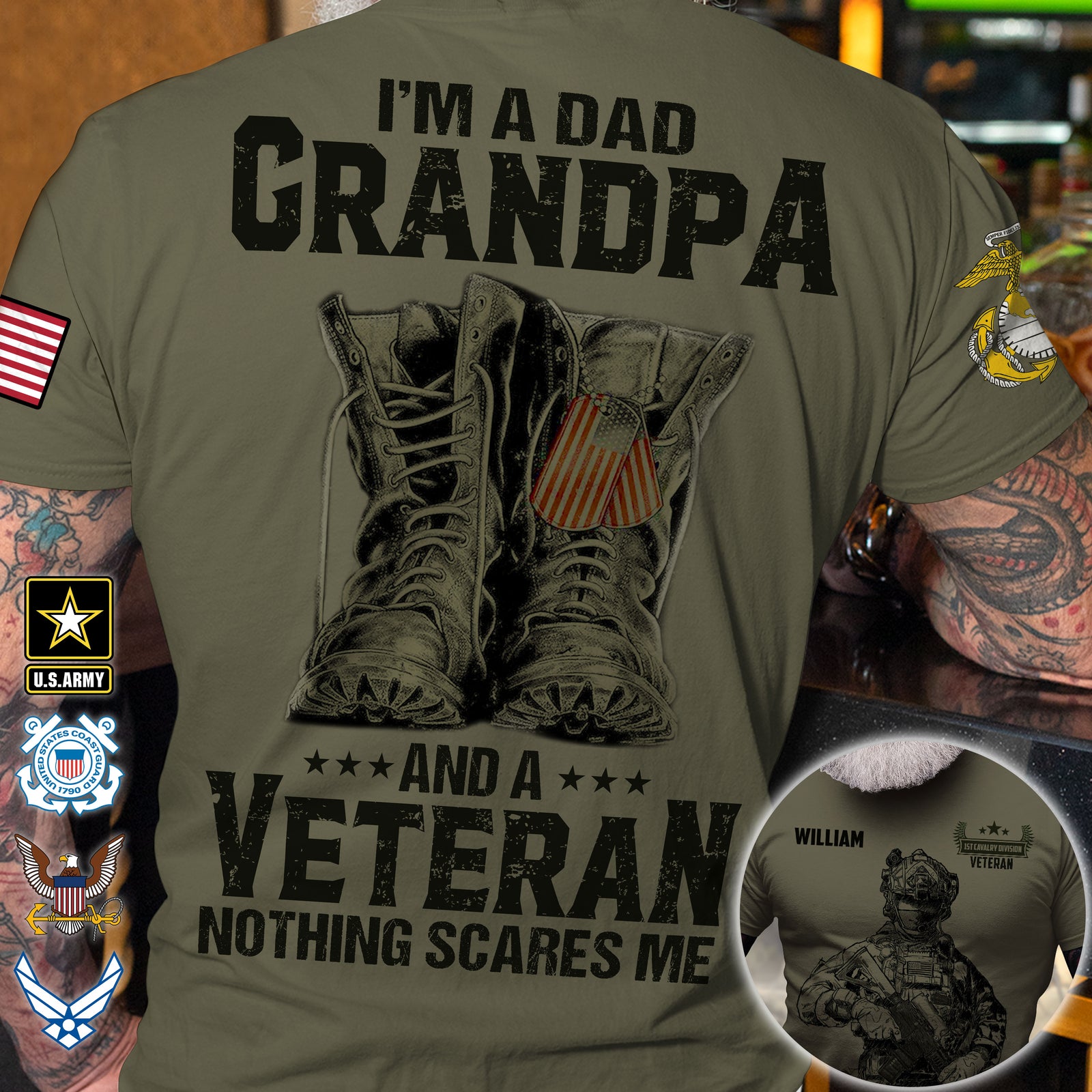 Dad Grandpa Veteran 05acti180523 Personalized AOP Shirt - AOP Products - GoDuckee