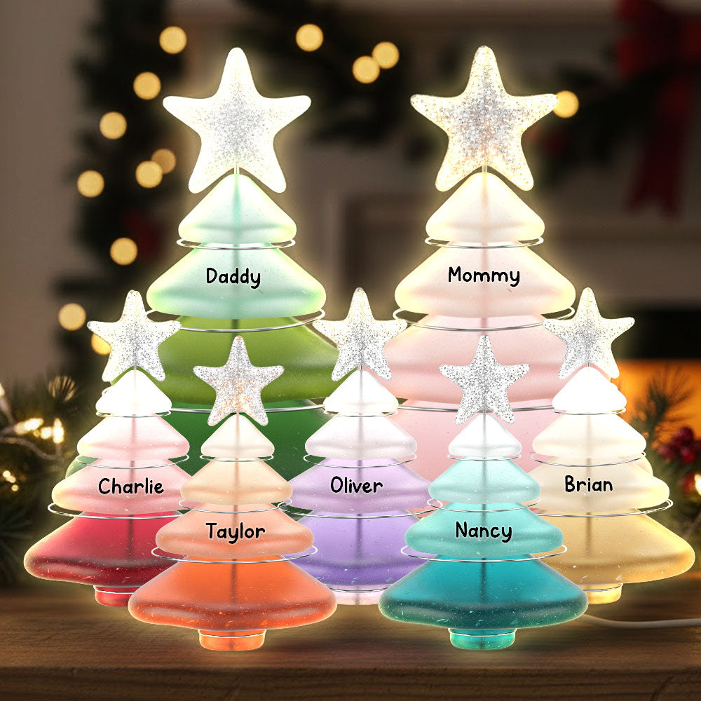 Family Christmas Tree Light Box - Personalized Gifts For Family Custom Shape Acrylic Light Box 02NATI311025 - Light Box - GoDuckee