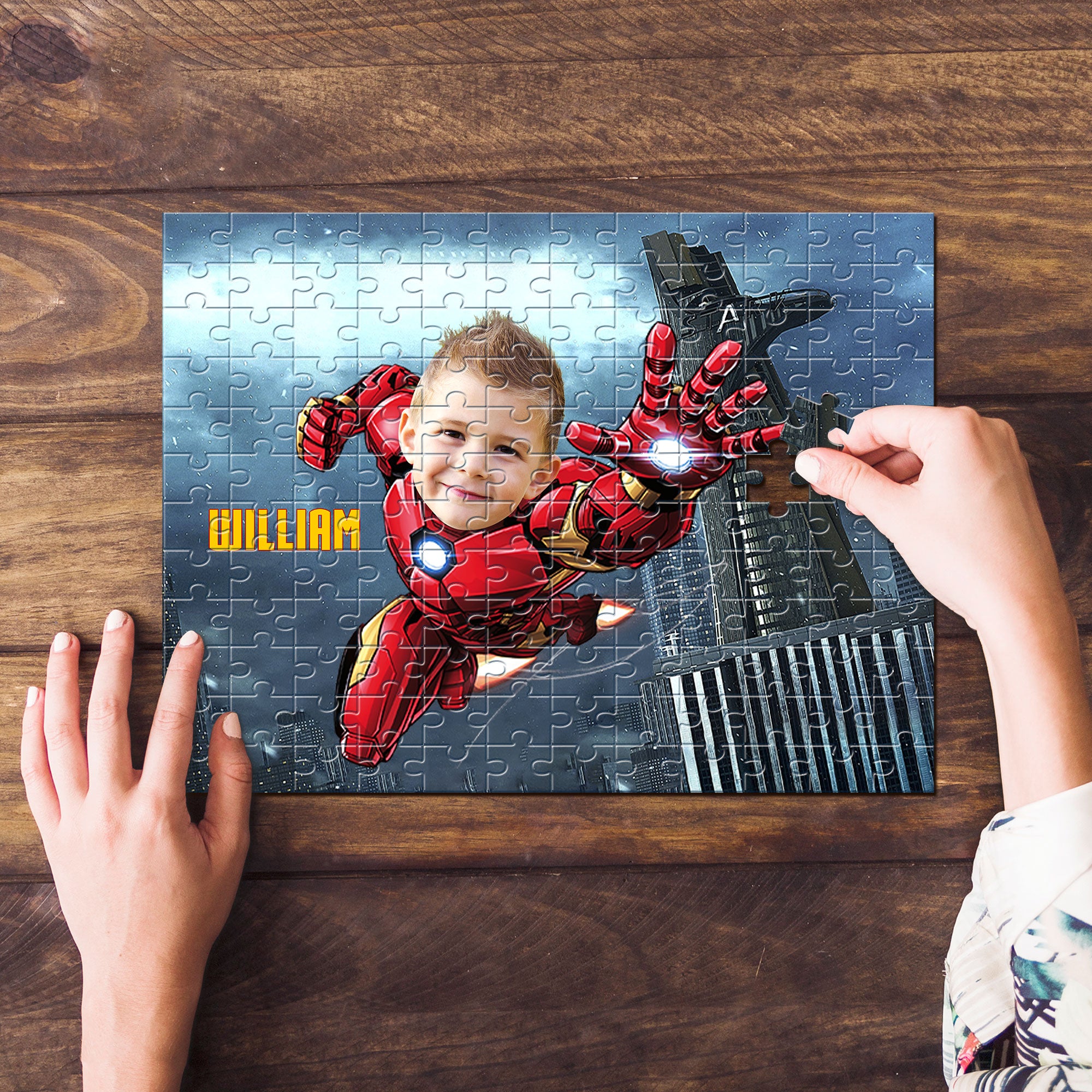 Gift For Kids, Personalized Jigsaw Puzzle, Superhero Kid Custom Face Puzzle 02QHTI191223 - Wood Sign - GoDuckee