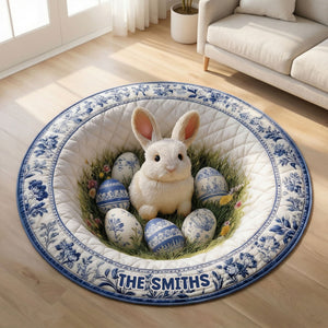 Easter Day Toile de Jouy Quilted Round Mat - Personalized Gifts For Easter Day Quilted Round Mat 01PGTI090226 - Doormat - GoDuckee
