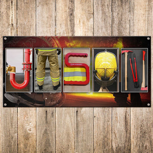 Firefighter Name Art, Gift For Firefighters, Personalized Metal Sign, Custom Name Art Metal Sign - Metal Wall Art - GoDuckee