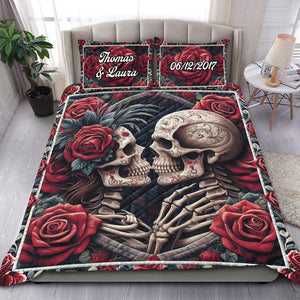 Personalized Gifts For Skull Couple Quilt Bed Set 03qhti251224 - Blanket - GoDuckee