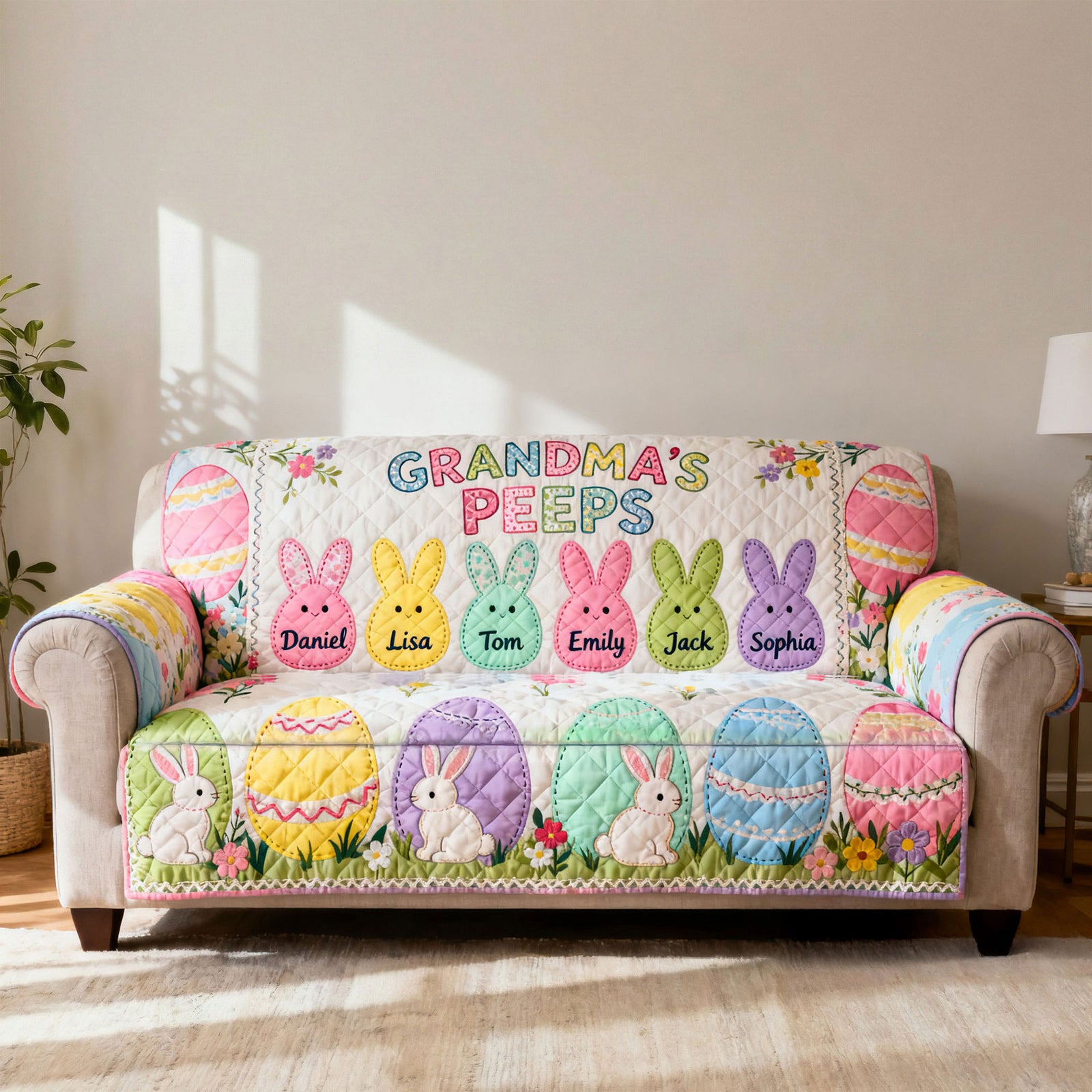 Grandma Peep Quilted Sofa Cover - Personalized Gifts For Grandma 01huti100226 - Sofa Cover - GoDuckee
