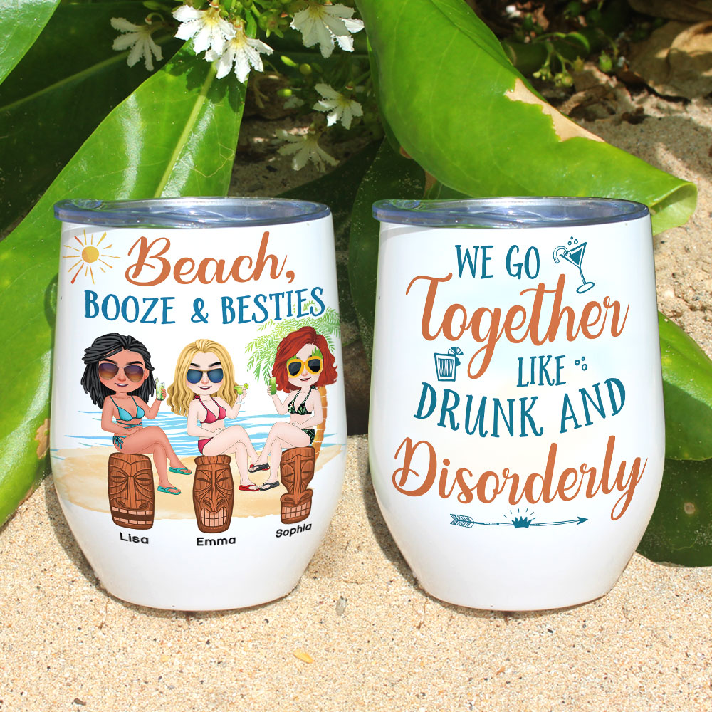 We Go Together Like Drunk and Disorderly, Personalized Wine Tumbler, Gift For Besties - Wine Tumbler - GoDuckee