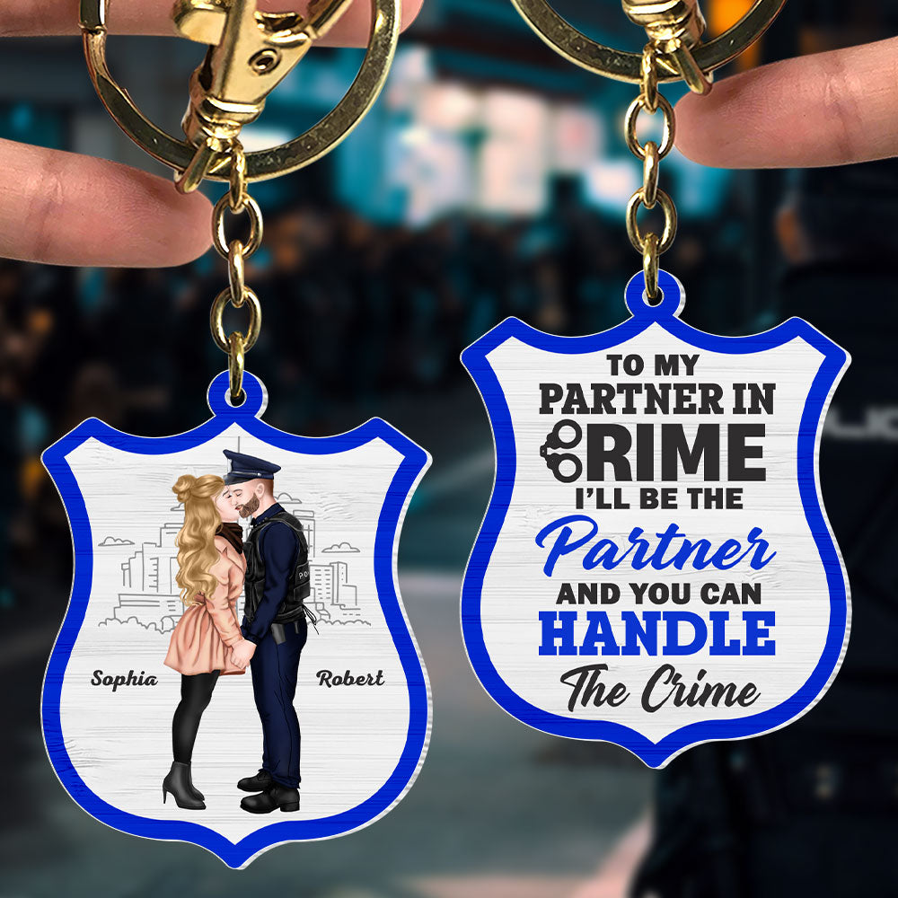 I'll The Partner And You Can Handle The Crime, Personalized Police Couple Keychain, Kissing Keychain - Keychains - GoDuckee