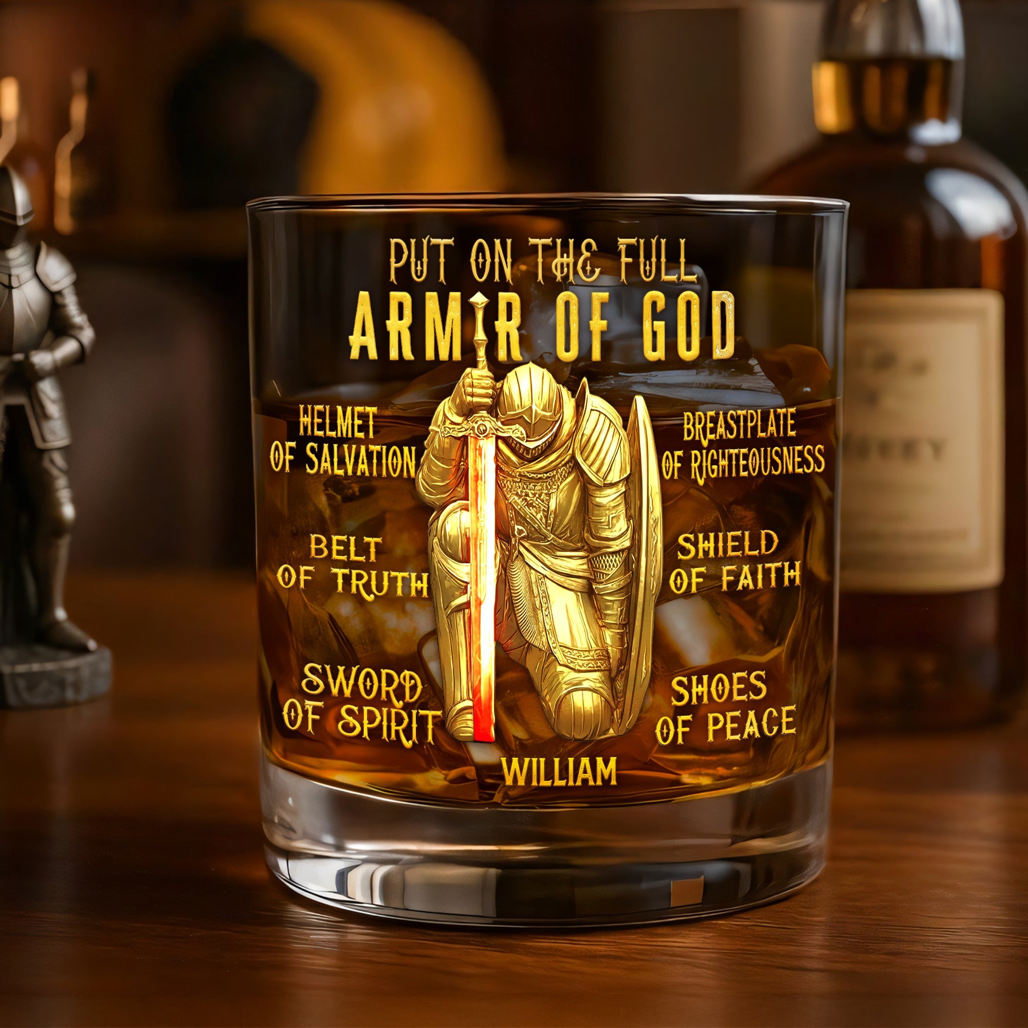 Kneeling Knight & Jesus Round Glass - Personalized Gifts For Christian Glass 01HUTI041225 - Glass - GoDuckee