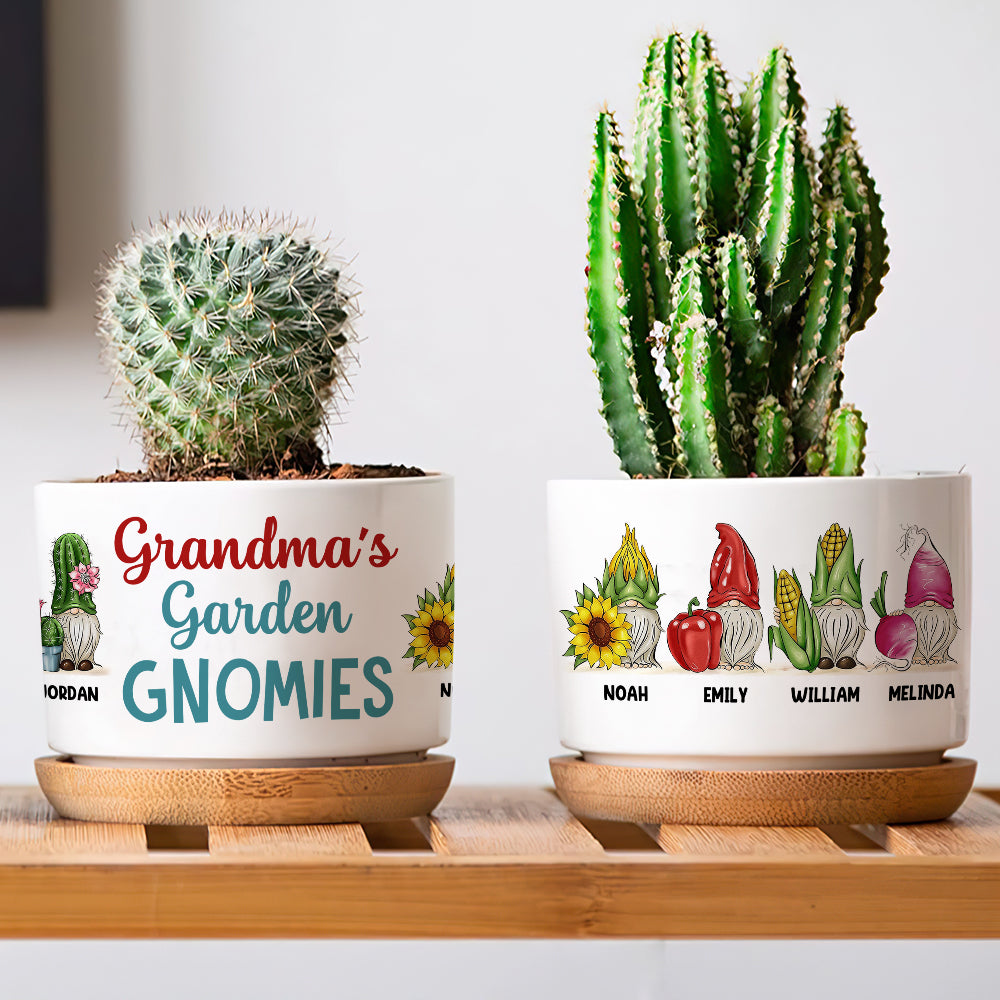 Grandma's Garden Gnomies, Personalized Plant Pot, Gift For Grandma 04HUDT010523 - Plant Pot - GoDuckee