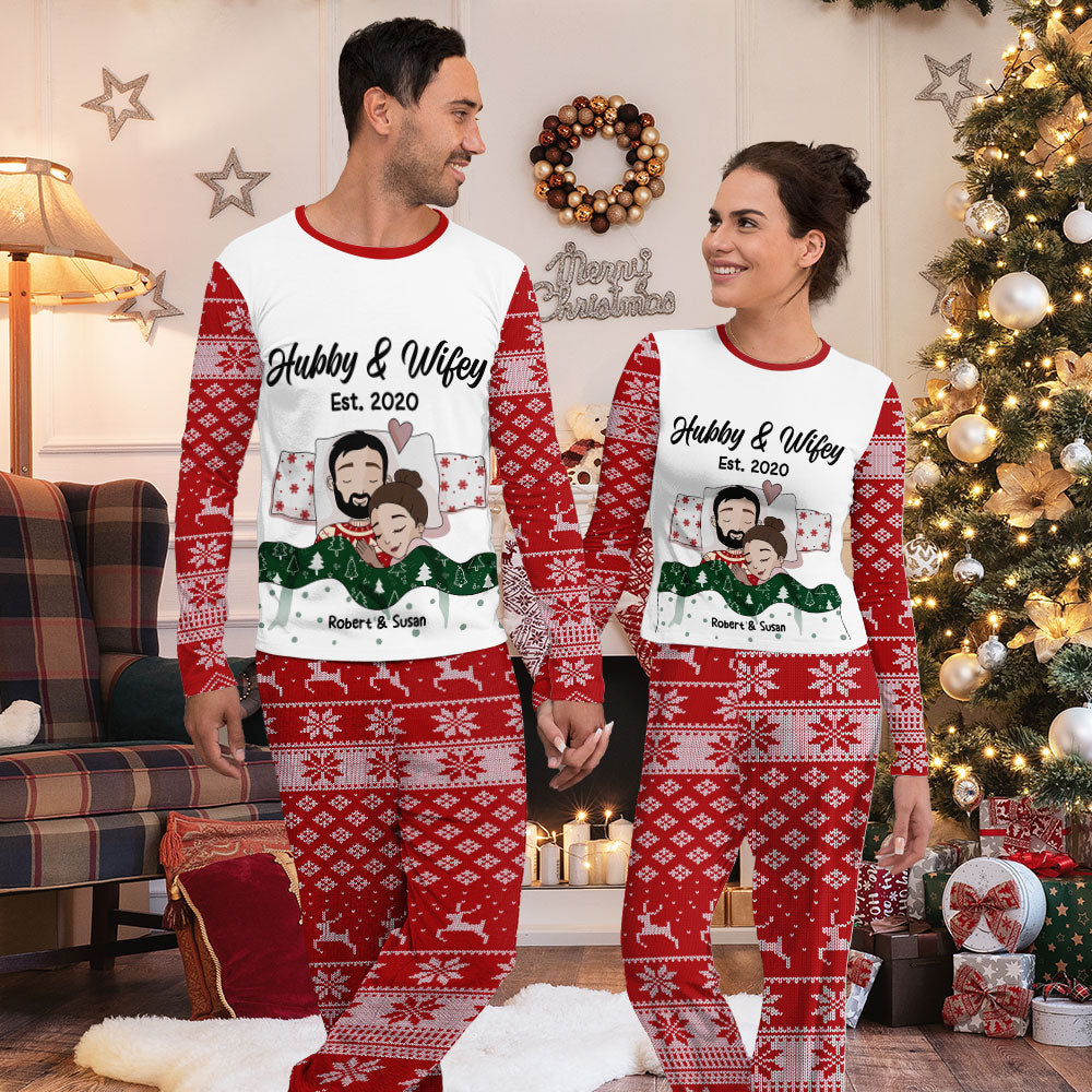 Personalized Christmas Gifts For Couples, Couple Sleeping Pijama Set 02TOTI281024HG - Pajama Set - GoDuckee