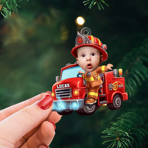 Custom Photo Gifts For Kid Firefighter Ornament 03ohti211124 - Ornament - GoDuckee