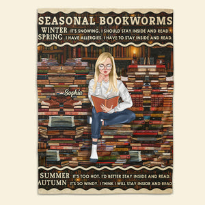 Seasonal Bookworms Personalized Blanket, Gift For Book Lovers - Blanket - GoDuckee