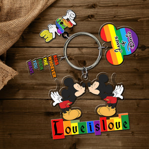 Personalized Gifts For LGBT Couple Keychain 02xqdc250624 Love Is Love - Keychains - GoDuckee