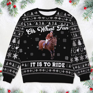 Custom Photo Gifts For Horse Riding Lovers Ugly Sweater 03pgti091024 - Ugly Christmas Sweater - GoDuckee