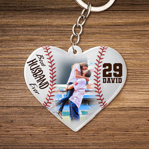 Personalized Gift For Baseball Couple Keychain Best Husband Ever - Keychains - GoDuckee