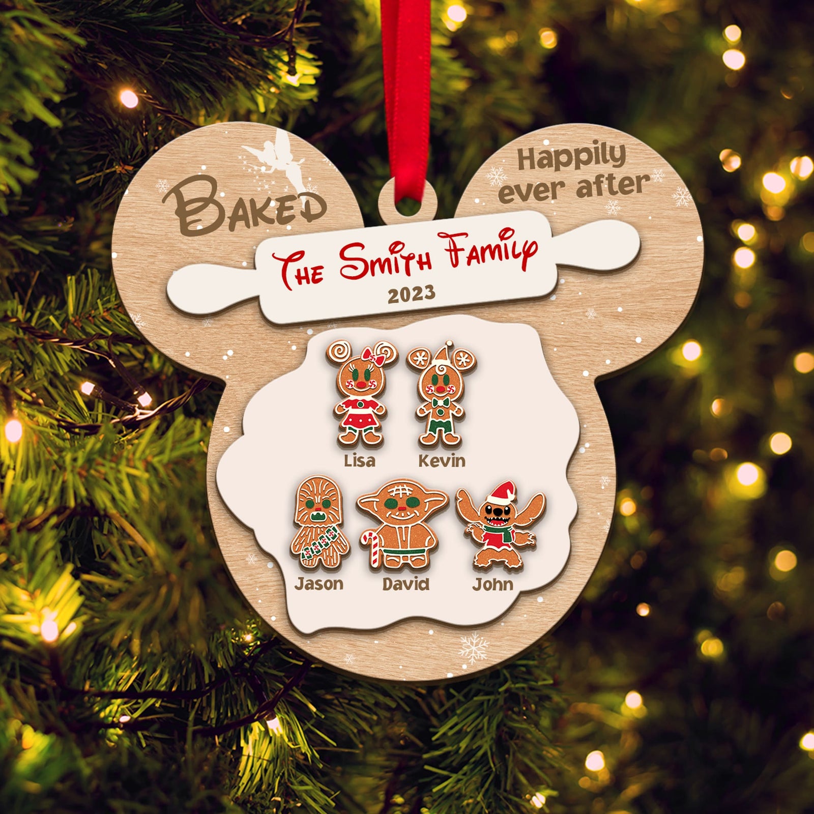 Happily Ever After-Personalized 3 Layered Wooden Ornament-Gift For Family- Family Ornament-PW-04htdt261023 - Ornament - GoDuckee