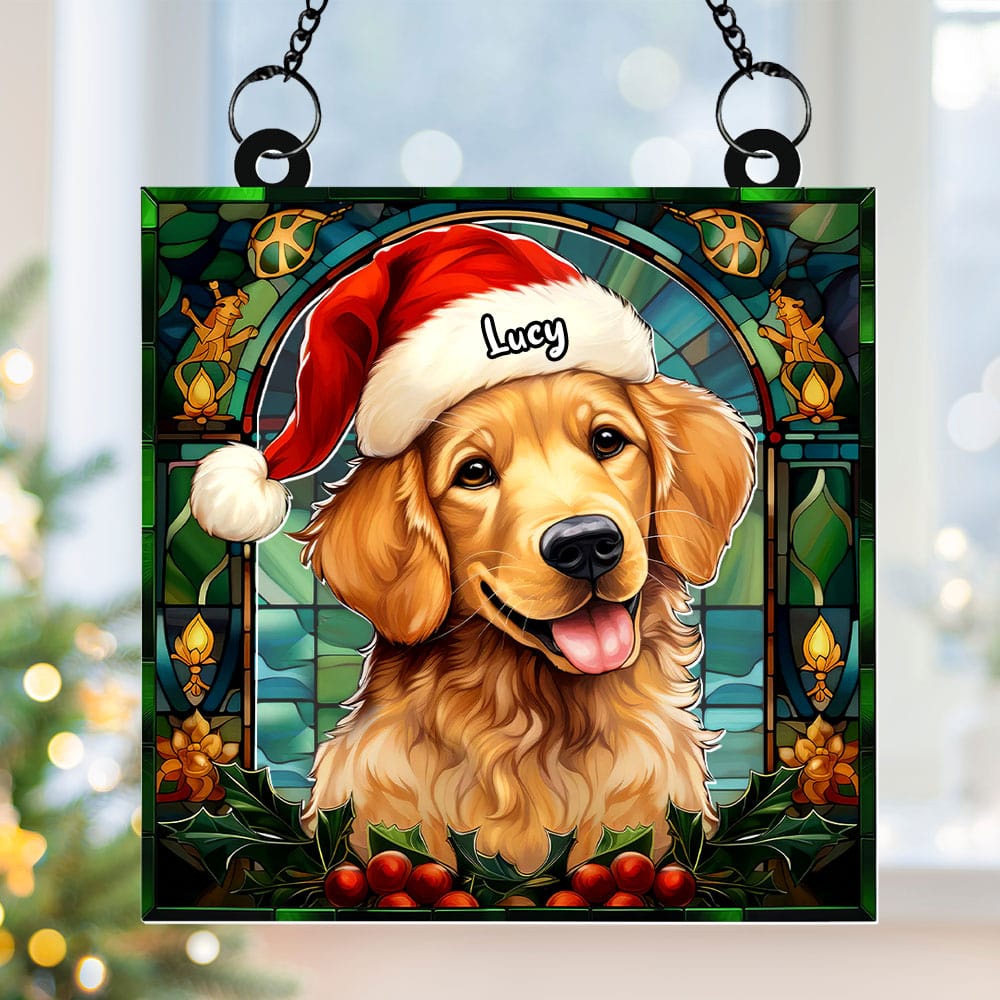 Personalized Christmas Gifts For Dog Lovers Suncatcher Ornament Golden Retriever 04huti090924 - Ornament - GoDuckee