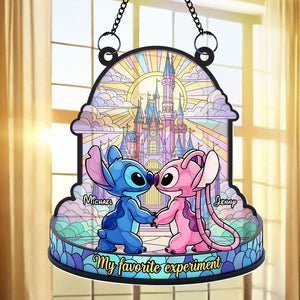 Cute Blue Monster Couple Suncatcher - Personalized Gifts For Couple 04ohti050625 - Ornament - GoDuckee