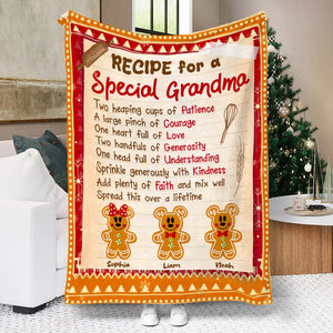 Recipe For A Special Grandma, Family Ginger Bread, Personalized Blanket, Christmas Gift For Grandma - 01hudt161123 - Blanket - GoDuckee