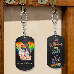 Personalized Gifts For LGBT Couple Keychain Kiss Whoever The Hell You Want - Keychains - GoDuckee