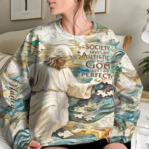 Personalized Gifts For Jesus Lover Shirt, Society Says I Am Autistic God Says I Am Perfect 02tgti210225 - AOP Products - GoDuckee