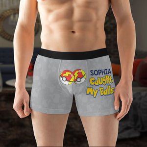 Personalized Gifts For Men's Boxers Caught My Balls 02OHTI130124 - Boxers & Briefs - GoDuckee