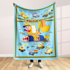 Personalized Gifts For Kids Blanket Construction Vehicles - Blankets - GoDuckee