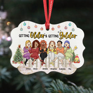 Getting Older And Getting Golder Personalized Chubby Friends Medallion Acrylic Ornament Gift For Besties - Ornament - GoDuckee