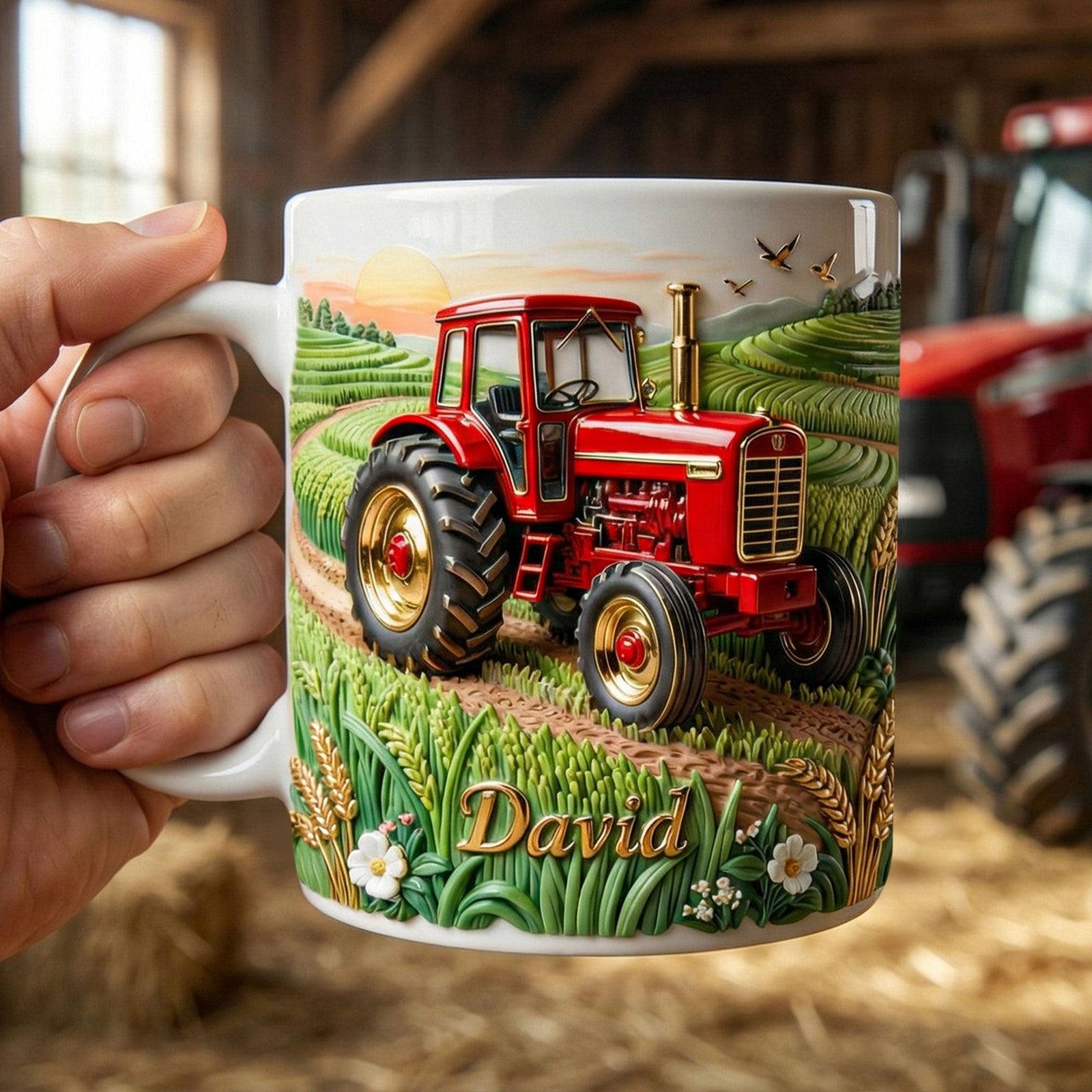 Farmer Tractor Coffee Mug – Personalized Vintage Red Tractor Gift For Farmer Mug 05PGTI110226 - Coffee Mug - GoDuckee