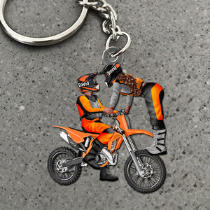 Personalized Gifts For Motocross Couple Keychain 03acti101224 - Keychains - GoDuckee