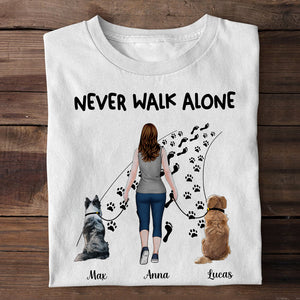 Never Walk Alone Personalized Dog Lover T-shirt, Hoodie, Sweatshirt Gift For Dog Lovers - Shirts - GoDuckee