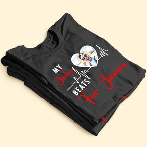 My Heart Only Beats For Him/Her Personalized Couple Shirts, Upload Face Photo Shirts - Shirts - GoDuckee
