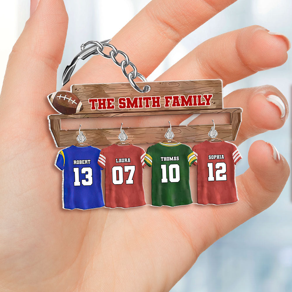 Gift For Football Lover, Personalized Keychain, Football Lover Uniform Family Keychain 02HUTI291223 - Keychains - GoDuckee