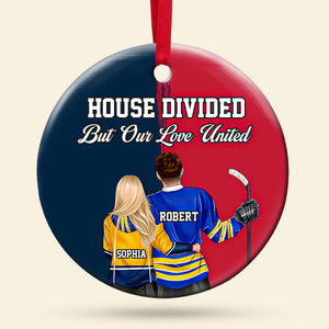 Personalized Gifts For Couple Christmas Ceramic Ornament Hockey Couple 04HUTI141024TM - Ornament - GoDuckee