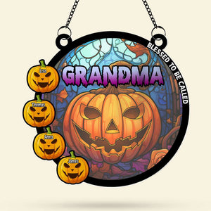 Personalized Gifts For Grandma Halloween Suncatcher, Pumpkin Grandma 05TOTI300724 - Ornament - GoDuckee