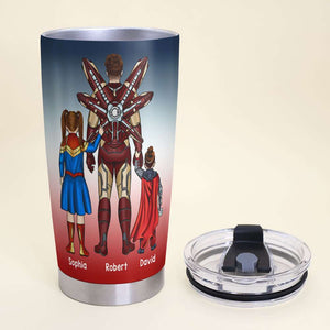 Our Hero Did Come, His Name Is Dad, Gift For Dad, Personalized Tumbler, Father And Kids Tumbler 04NATI100623TM - Tumbler Cup - GoDuckee
