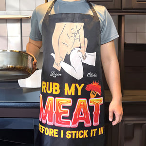 Personalized Gifts For Couples Aprons I Rub My Meat Before I Stick It In - Aprons - GoDuckee