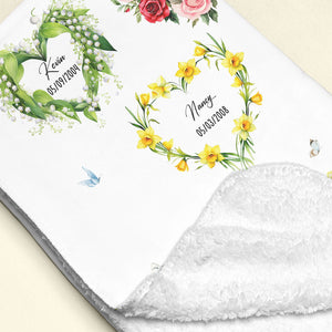 Personalized Gifts For Mom Blanket, Birth Moth Flower Heart 03qhti280325 - Blanket - GoDuckee