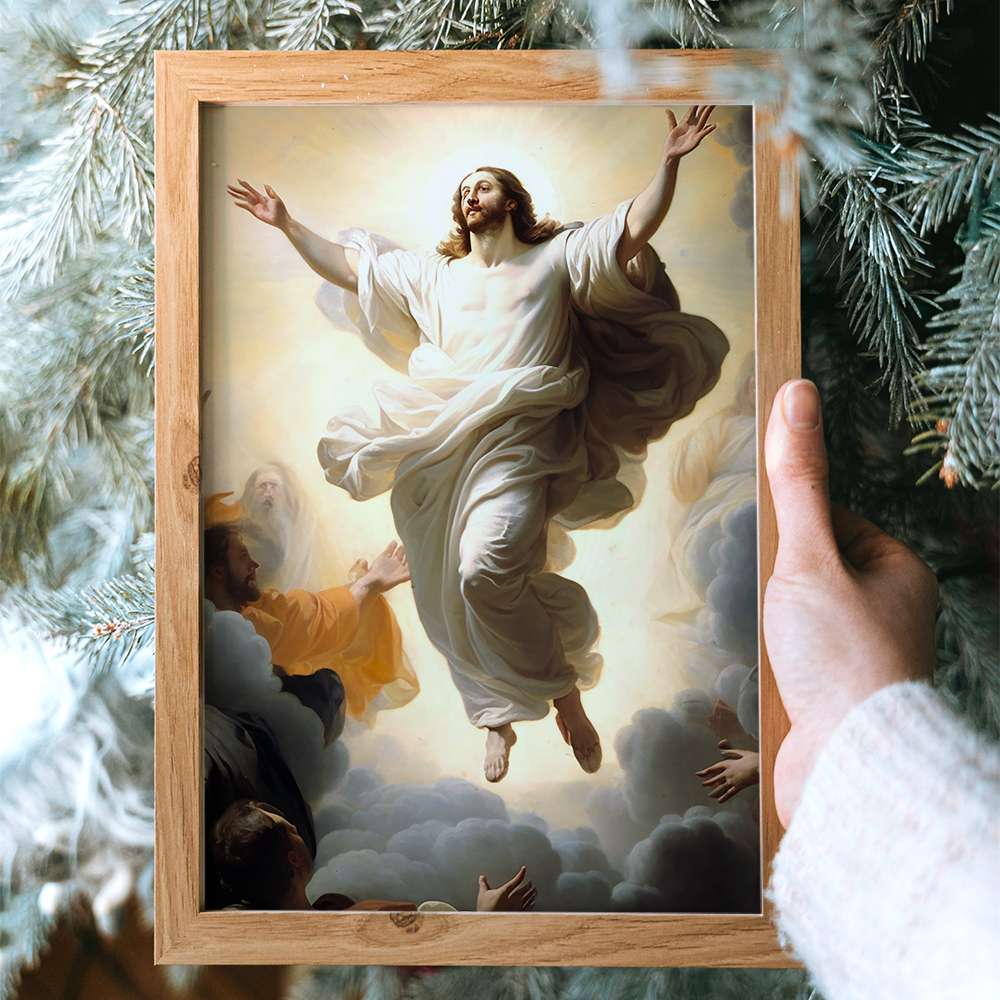 Jesus In The Sky Poster, Praying Jesus Canvas Print, Christian Wall Art - Poster & Canvas - GoDuckee