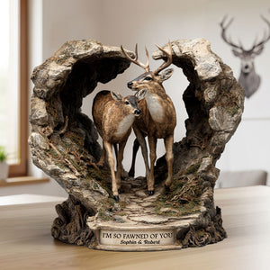 Deer Couple Plaque - Personalized Gifts For Couple 04tgti090625 - Shaped Plaques - GoDuckee