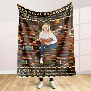 Seasonal Bookworms Personalized Blanket, Gift For Book Lovers - Blanket - GoDuckee