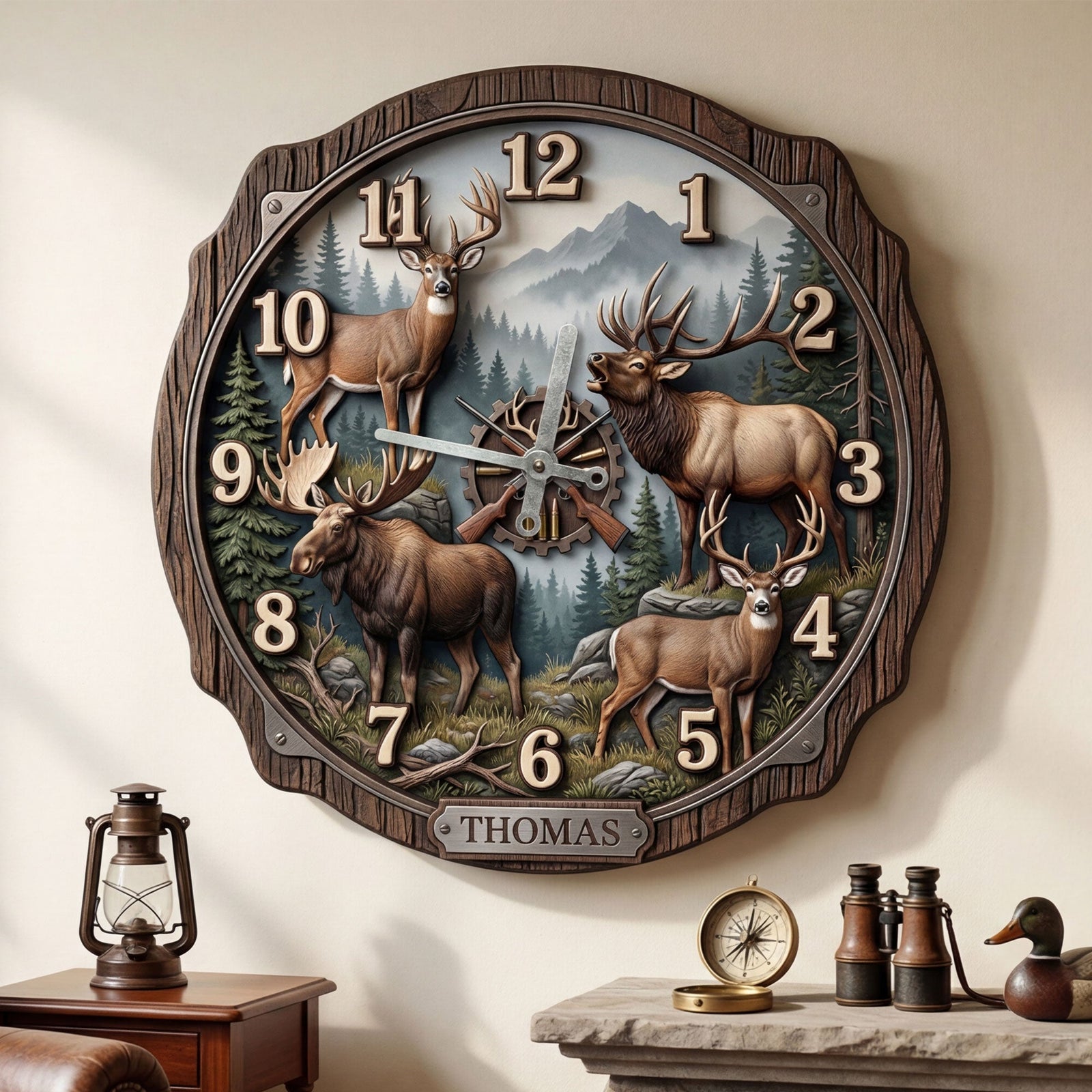 Hunting Hanging Wall Clock - Personalized Gifts For Hunters 01huti250326 - Hanging Wall Clock - GoDuckee