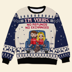 No Refunds No Exchanges, Knitted Ugly Sweater, Christmas Gifts For Couple - AOP Products - GoDuckee